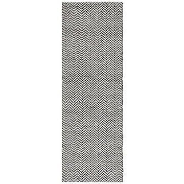 Ives Modern Geometric Chevron Zigzag Hand-Woven Jute&Cotton Durable Textured Soft-Touch Flatweave White/Black Runner-Asiatic Carpets-Rug Love - The Most Loved Rug Store